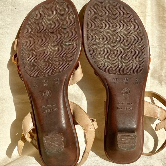 Infinity summer tropical Tan and Pink Floral Leather Sandals - Picture 8 of 13